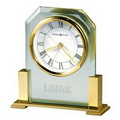Howard Miller Paramount Glass Desk Alarm Clock w/Brass Finish Stand